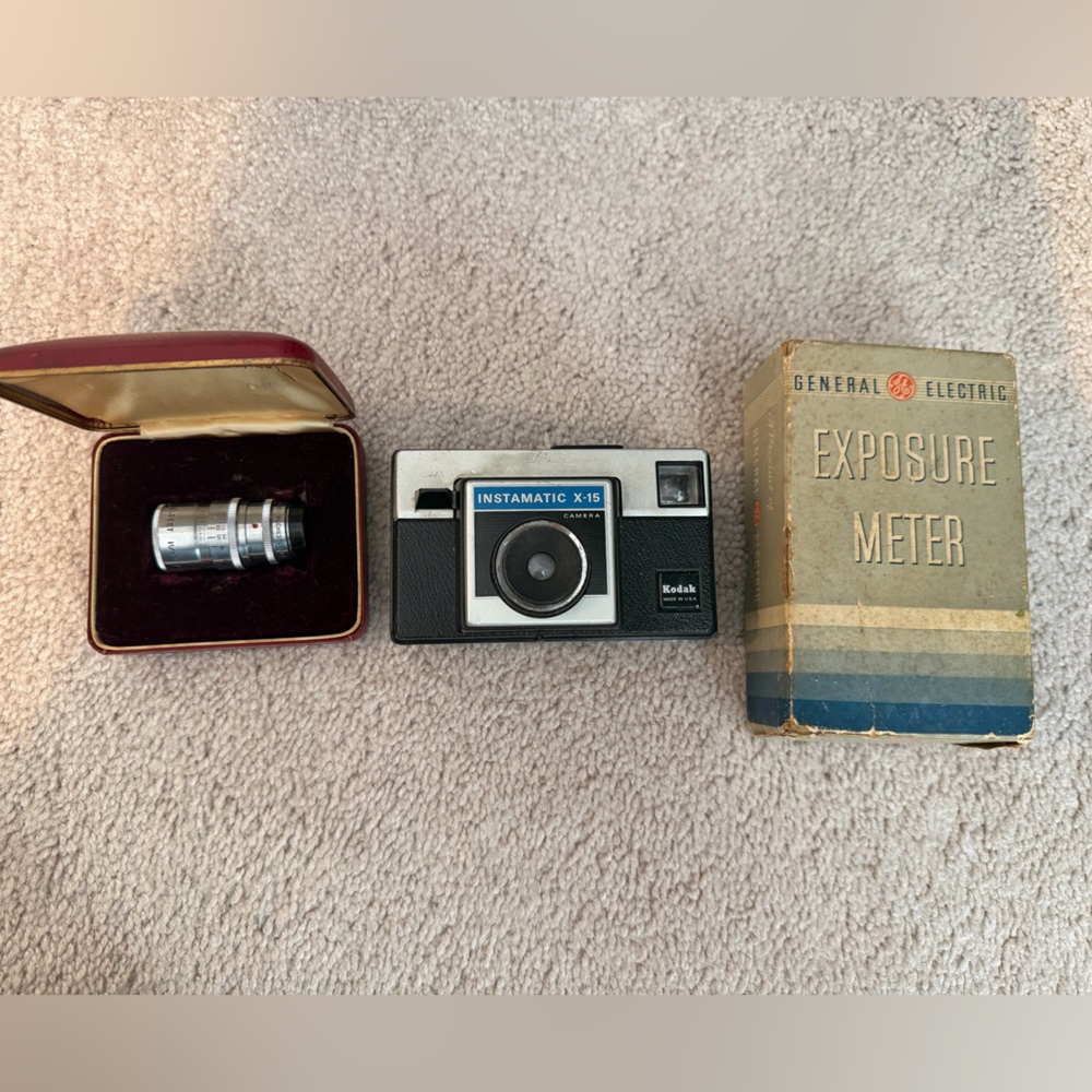 Kodak Instamatic X-15 Camera, Exposure Meter, Telephoto Lens